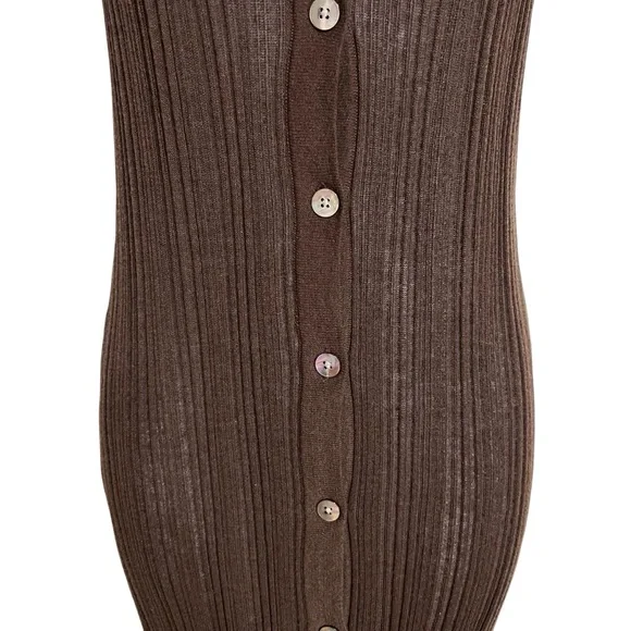 Revolve LSpace Undertow Dress Womens L Expresso Brown Stretch Ribbed Knit Maxi - Picture 6 of 11